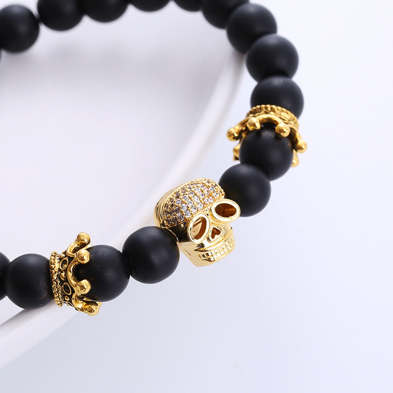 Pulsera De Cobre De Diamantes De Imitación Micro Pavimentado De Calavera Al Por Mayor